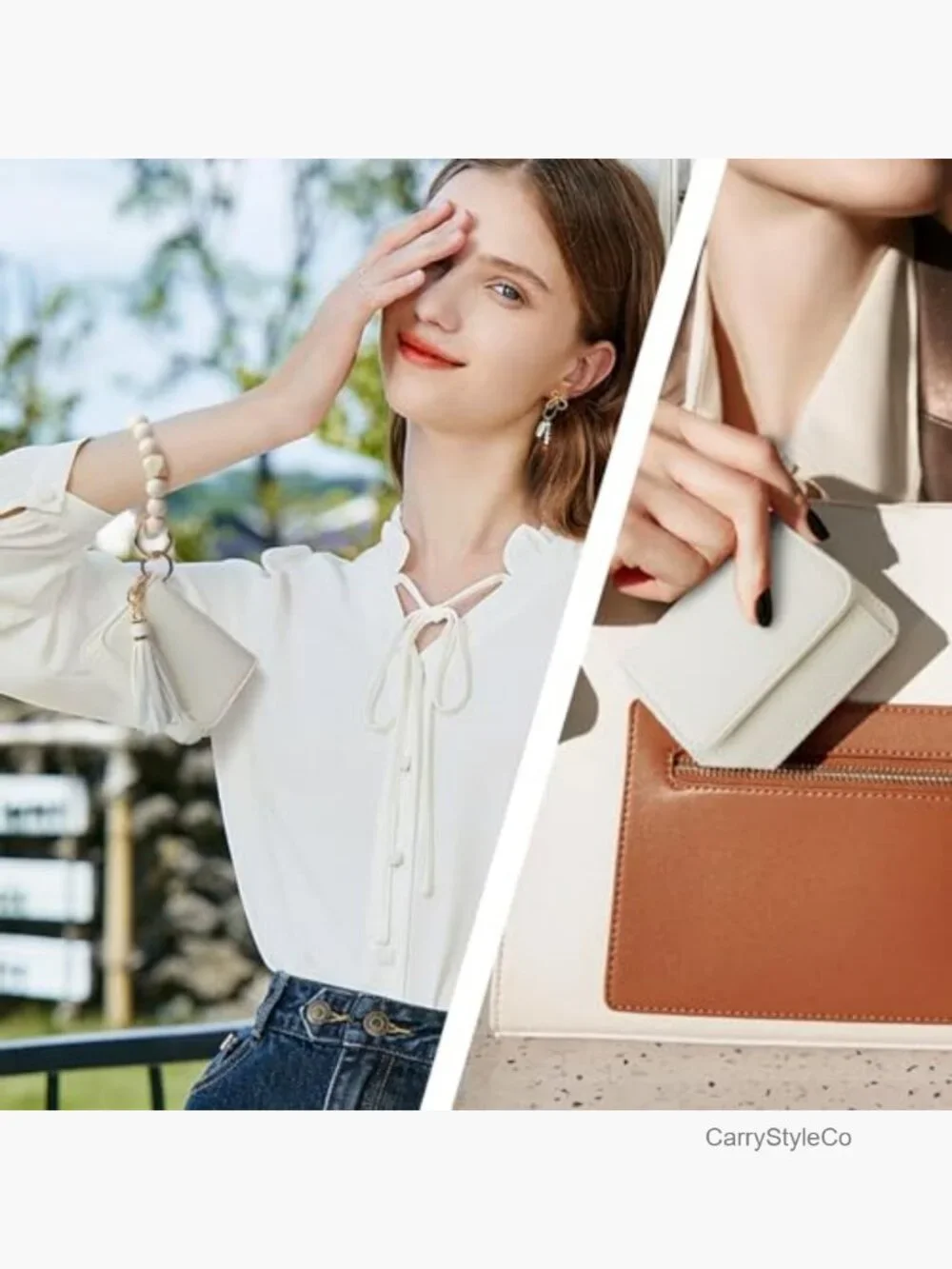 RFID Keychain Wallet Wristlet for Women Small Trifold with Coin Pocket